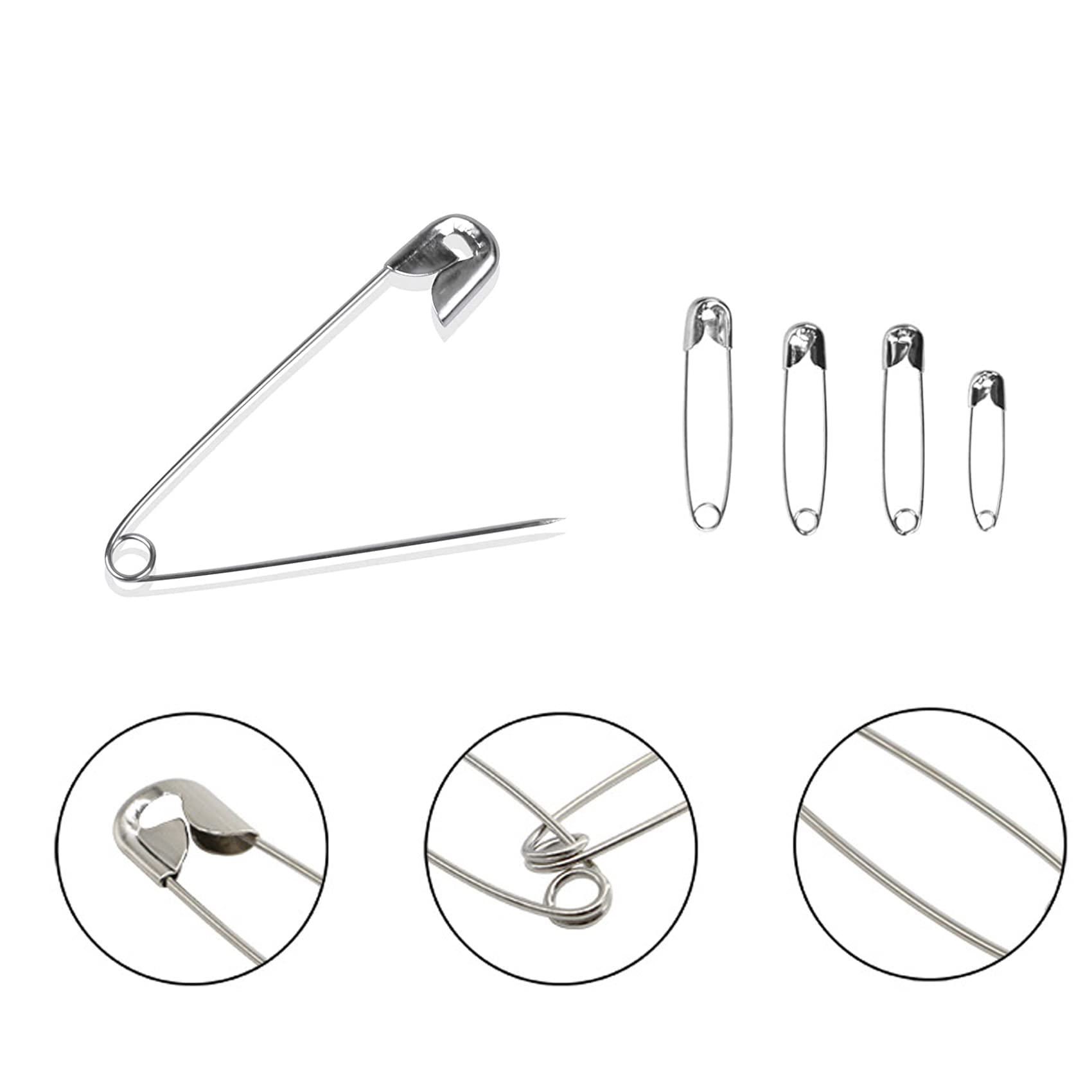 Lot De 650 épingles à Nourriture En Métal Noir - 7 Tailles (18 à 55 Mm) - Pour Couture, Bricolage, Vêtements, Artisanat - Avec Boîte De Rangement