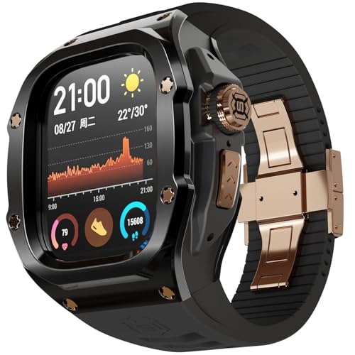 Apple Watch Ultra 2/Ultra �o���h 49mm �Ή��AiWatch 2/1 �����Y�X�g���b�v�p�����p�t�b�f�S���X�g���b�v�t�����^���ی�P�[�X (�u���b�N)