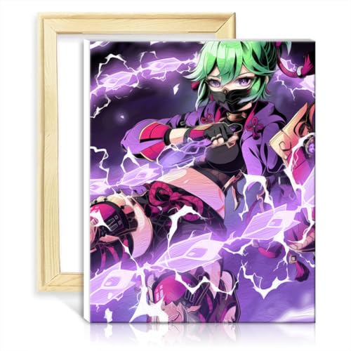 TANGFEIY Kit de pintura al óleo Genshin Impact Kuki Shinobu, pintura infantil con pinceles y pigmentos acrílicos sobre lienzo, obra de arte para decoración del hogar, sin marco (60 x 75 cm)