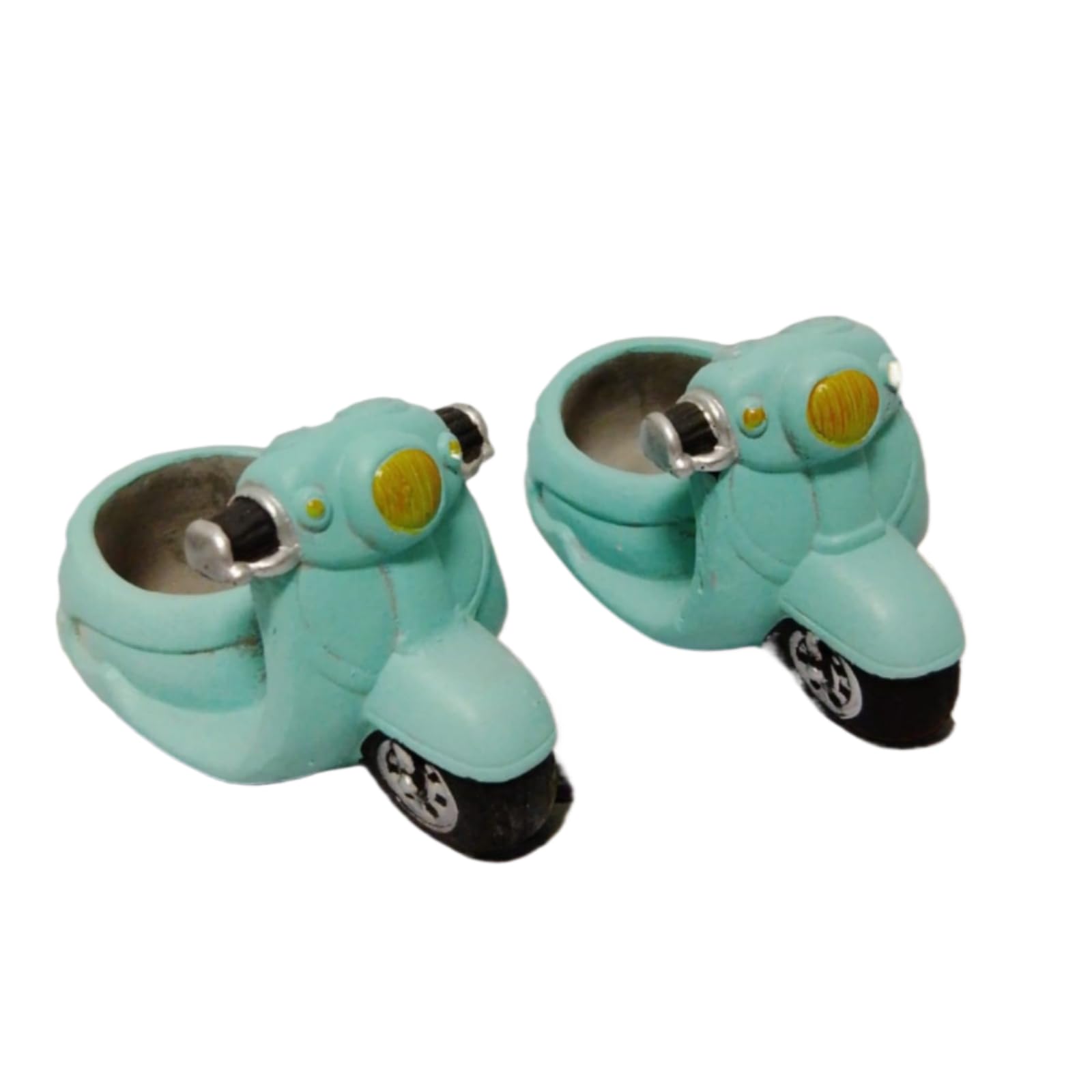 Divas World Set of 2 Blue Scooter Shaped Mini Plant Pots, Decorative Resin Succulent Planters for Indoor Outdoor Garden Shelf and Desk(blue pack of 2) โ image 1