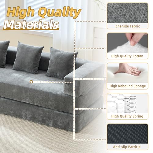 Sofá cama plegable para dormitorio con cojín cómodo gris oscuro 7