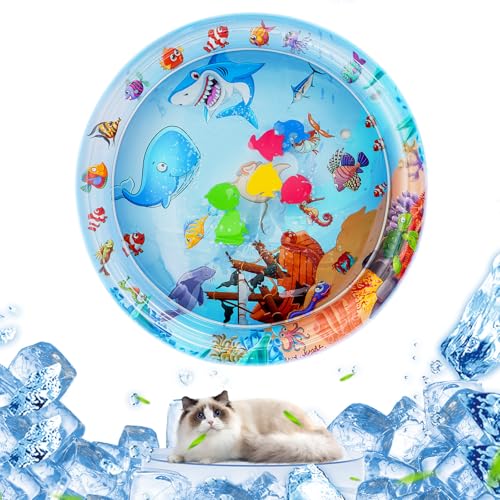 OSDUE Tapis Eau Chat,Tapis Jeu Chat Refroidissement Gonflable L'été d'eau Sensoriel...