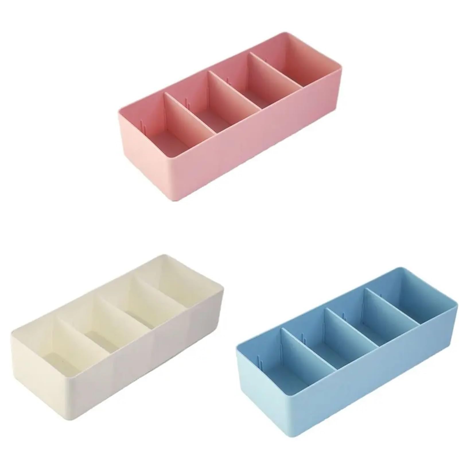 Scatola portaoggetti da scrivania in plastica 3 pezzi, multiuso, con divisori rimovibili, cassetti divisi, for riporre stoviglie Per Cassetti(Pink)