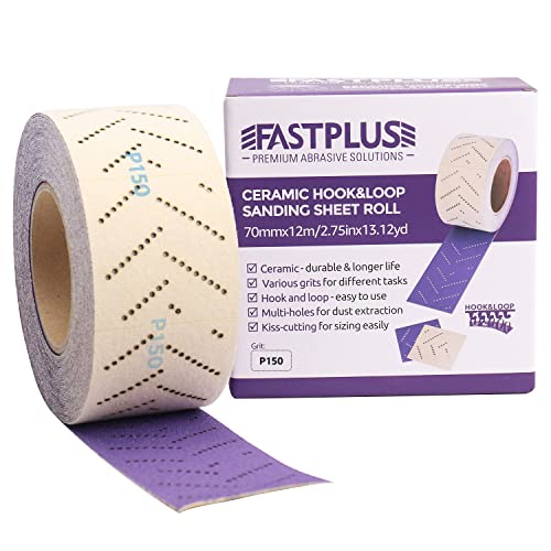 FASTPLUS Abrasive Sheet Roll, Purple Ceramic Automotive Sandpaper Roll,Multi-Hole