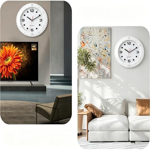 Reloj de pared silencioso analógico de 11 pulgadas blanco miniatura 5