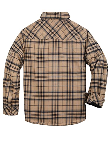 Image of COEVALS CLUB Men's Flannel Shacket Casual Button Snap Sherpa Quilted Lined Premium Jacket Shirts