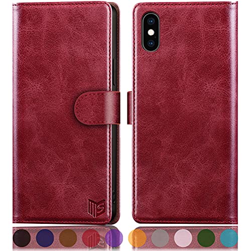 Étui en cuir iPhone XS Max SUANPOT avec blocage RFID élégant