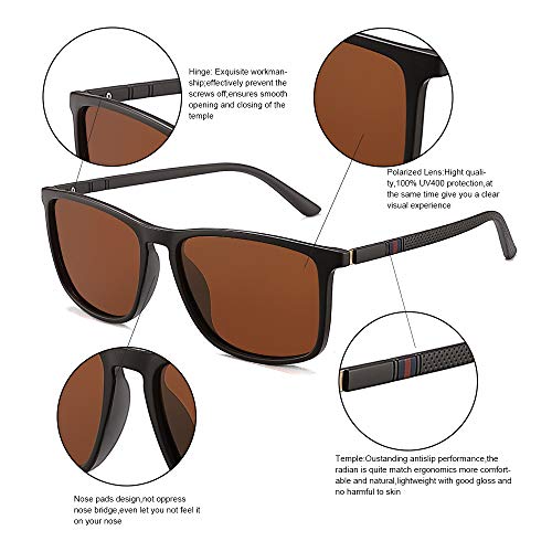 Men's Polarized Sunglasses Square Plastic Lightweight Frame UV Protection Driving3