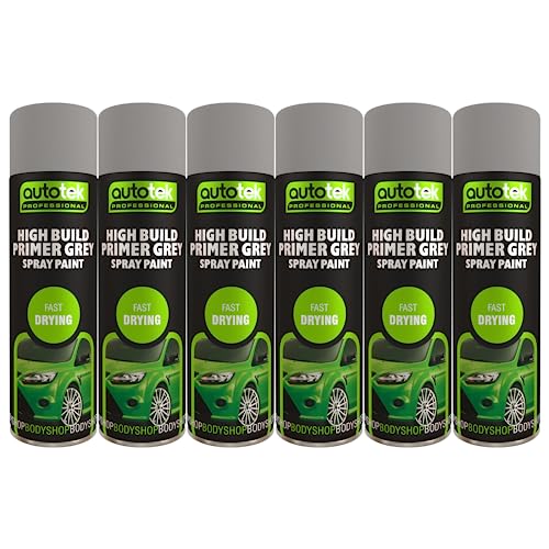 Autotek Grey High Build Primer Spray Paint 500ml x6