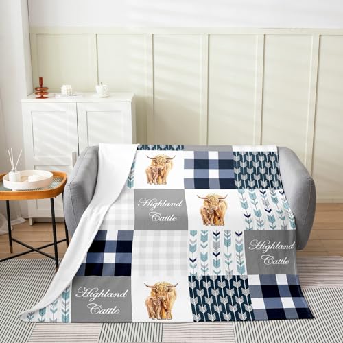 Homemissing Highland Cow Flannel Fleece Blanket Double 60"x79" Highland Cattle Plush Throw Blanket for Boys Girls Children Animal Arrow Blanket Room Decor Farmhouse Western Decor - Image 2