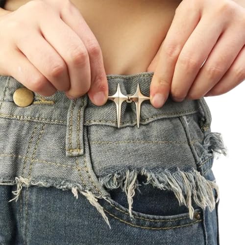 Image of 4 Set Adjustable Waist Buckle for Loose Jeans Pants Pearl Detachable Instant Button Pins Tightener Fit Skirt Robe Tightening Extender Skirts Jean Teddy Clips