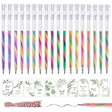HUJUGAKO Rainbow Gel Pens, 18 Colored Mixing of 3 Colors Magic Pens with Glitter Crystal Pastel,150% More Ink for Kids Adults Coloring Books Drawing Doodling Crafts Scrapbooks Bullet Journaling