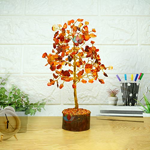Image of REMEDYWALA Elevate Your Space with the Red Carnelian Crystal Tree Adorned with 200 Beads
