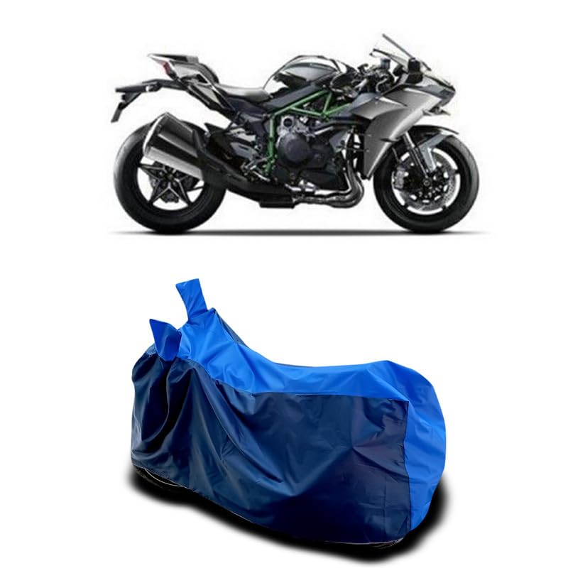Image of DUFFEL-Two Wheeler Bike Body Cover Compatible for Kawas Ninja H2 Heat Protectio /UV-Rays /Birds Dropping /DustProof /Waterproof All Variants [Nevay Blue]