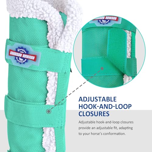 Image of Harrison Howard Horse Fly Boots with Fleece Trim Long-Lasting Breathable Cool Mesh Adjustable Closure