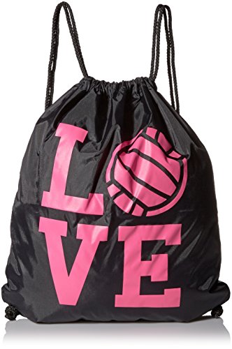 Yilooom Large Black Volleyball Love Drawstring Gym Bag
