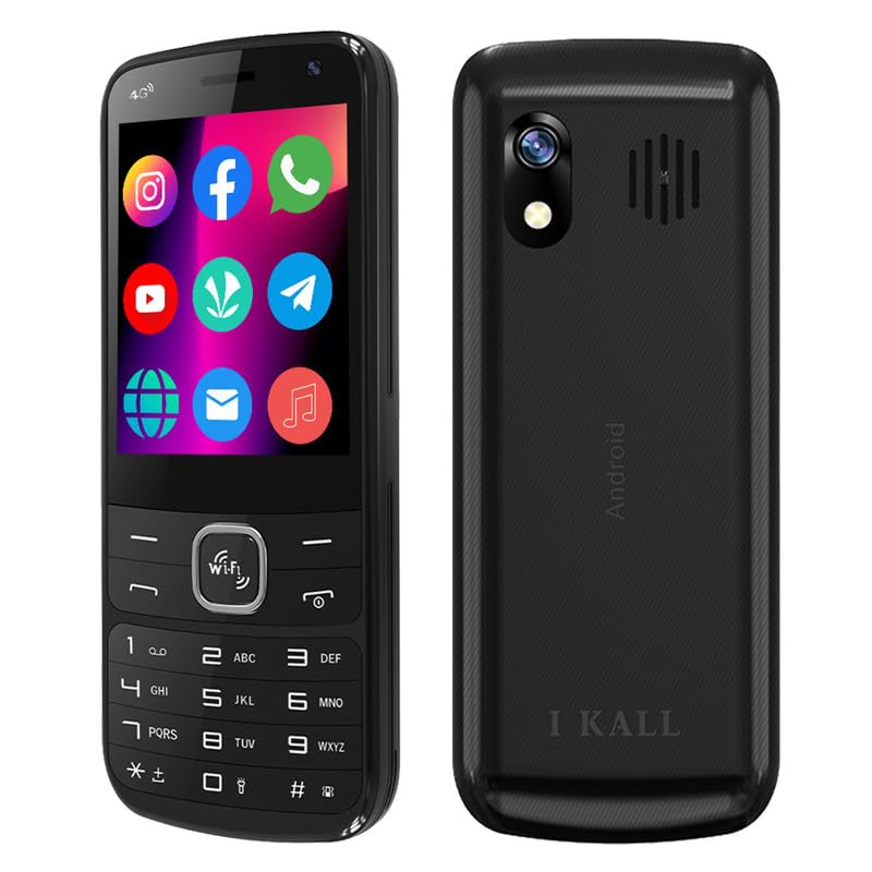 Image of IKALL K333 4G Touch & Type Android Keypad Mobile | WiFi & 4G Sim Support | 2.8 Inch HD+ Display, 2GB Ram 16GB Storage | 11 Pre-Installed including WhatsApp, Facebook, YouTube and Instagram-Raven Black