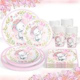 Qualität Babyparty Geschirr Set - Das Einweggeschirr für Partys besteht aus hochwertigem dickem Papier und ist die ideale Wahl für Baby Shower Party, sie halten die Lebensmittel gut fest.