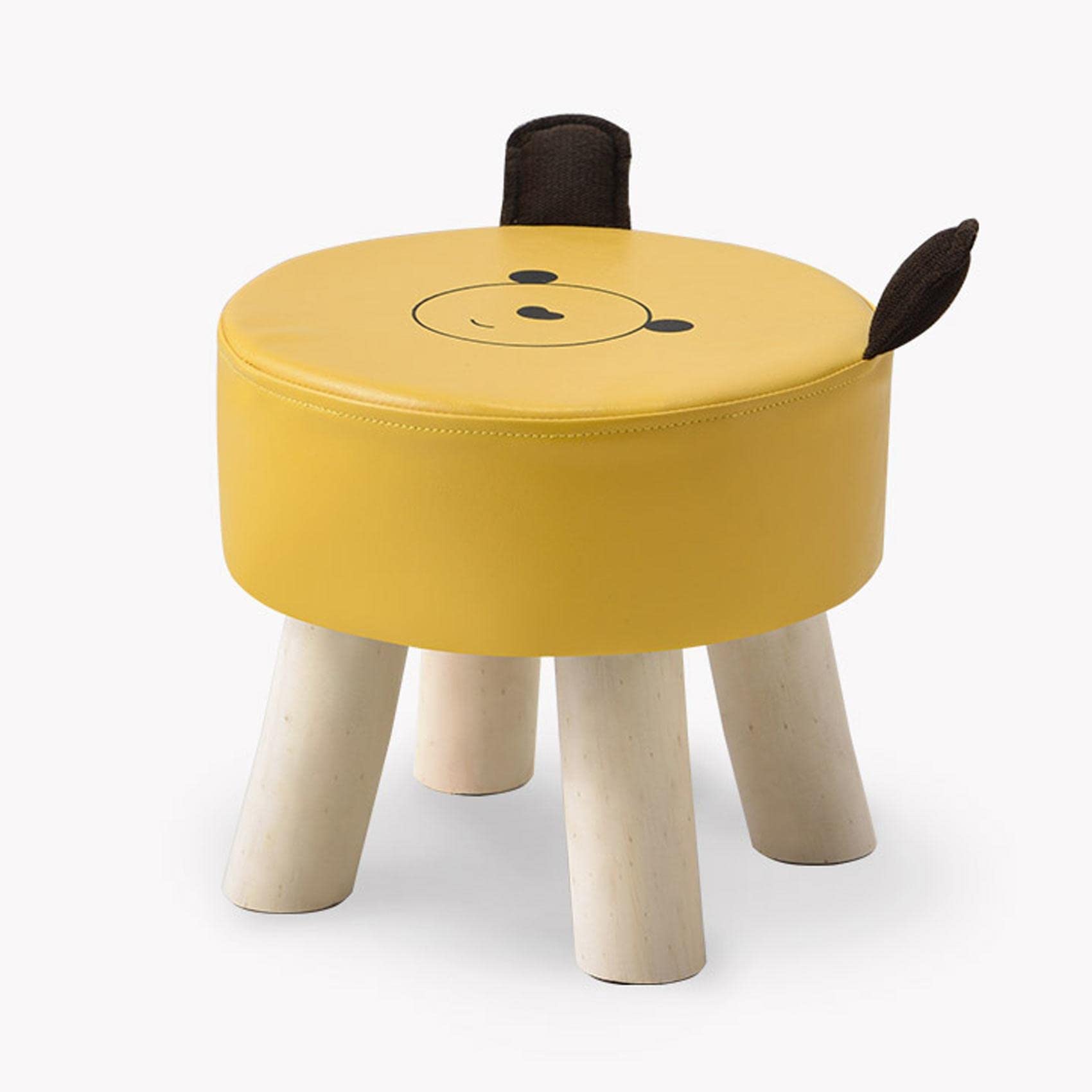 Repose-Pieds Rond Jaune en Cuir 29x25cm : Ne Manquez Plus de Place pour Mettre Vos Chaussures