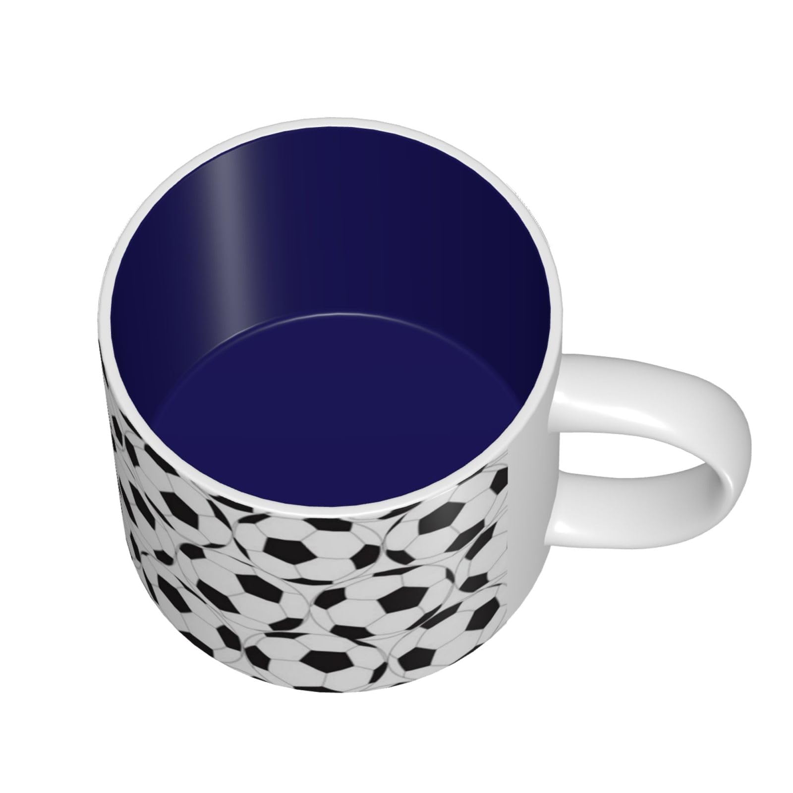 Tazza da caffè in ceramica stampata con motivo a pallone da calcio in bianco e nero