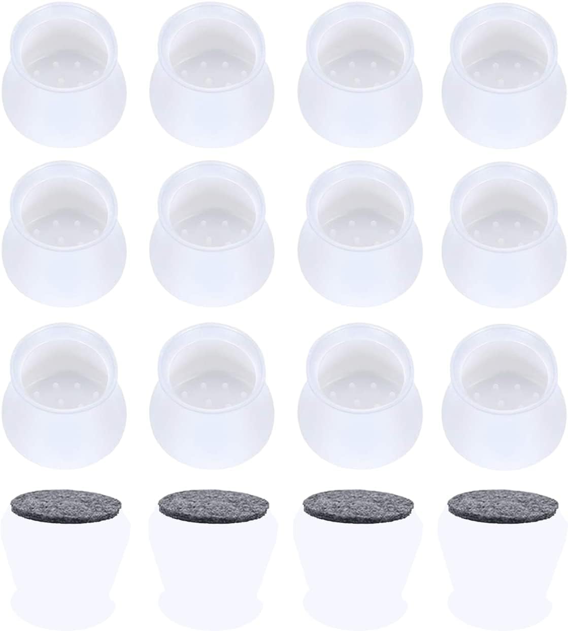 Loamars 16 Pcs φ38mm Felt Pads Chair Leg Floor Protectors Cover, Furniture Pads, Clear Table Protector, Anti Slip Covers For Chairs, Silicone Furniture Leg Caps for Outdoor Furniture and Office Chair