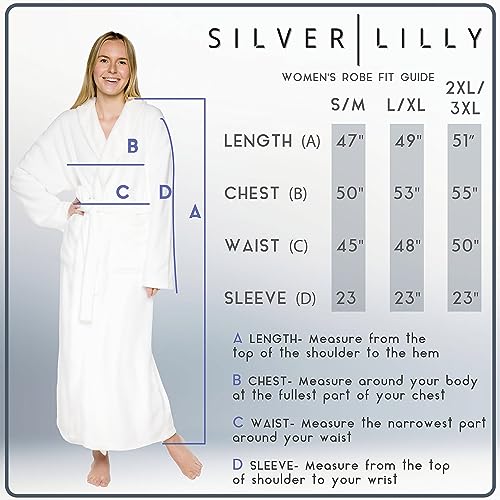 Image of Silver Lilly Premium Womens Robe with Shawl Collar, Plush Bath Robe for Women, Fluffy, Warm, Fleece Women's Bathrobe
