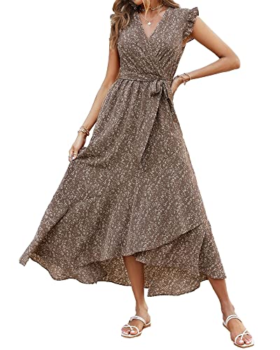 BTFBM Summer Floral Maxi Dress for Women 2025 Vacation Ruffle