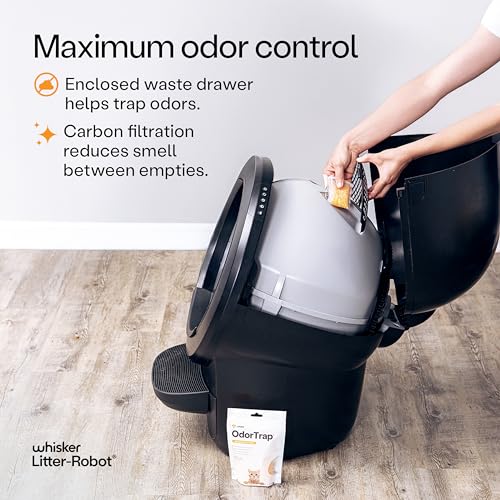 Image of Litter-Robot 4 Supply & Accessory Bundle by Whisker, Black- Automatic Self-Cleaning Cat Litter Box, Includes Litter-Robot 4, Ramp, Mat, 3 OdorTrap Packs, 10 Liners, 30 Wipes, & 2 Carbon Filters