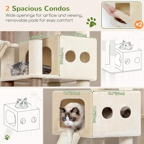 Torre para gatos grande de 81 pulgadas Beige Globlazer miniatura 3