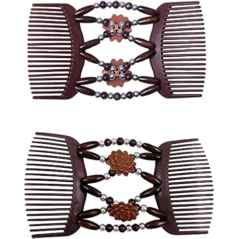 Teogneot Hair Clip Stretchy Hair Comb Elastic Beads Elastic Magic Comb Cover