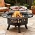 Verdeluxe 36 inch Outdoor Fire Pit with Grill, Wood Burning Firepit,for Family Gatherings Camping, Backyard, Patio,BBQ,Bonfire