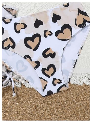 WDIRARA Girl's 3 Pieces Set Leopard Print Bikini Swimsuit with Drawstring Beach Skirt Ruched Teen Bikini4