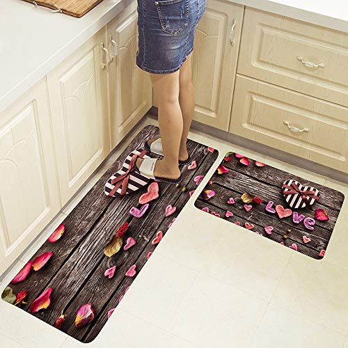laamei Juegos de Alfombras Rectangulares Estampadas 2PCS Alfombrilla Suave Lavable Absorbentes Esteras de Baño Decorativas Antideslizante para Sala de Estar Dormitorio Casa Suelo Cocina Entrada