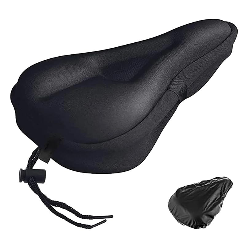 Bike Seat Cushion Cover - Gel Padded Bike Seat Cover for Men Women, Extra Soft Exercise Bicycle Seat Compatible with Peloton, Indoor & Outdoor