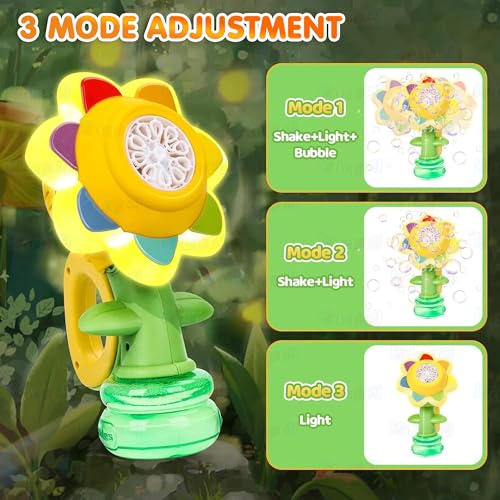 Image of Kidology Dancing Sunflower Bubble Machine for Kids & Adults | Rechargeable Electric Bubble Maker with LED Lights | Bubble Gun Toy for Boys & Girls | Birthday Party Gift Toy