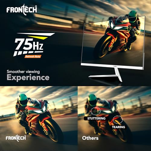 Image of FRONTECH 24 Inch Ultima Series LED Monitor | Refresh Rate 75 Hz,IPS Panel | Full HD 1080p, Wall Mountable Sleek & Elegant Design | HDMI & VGA Ports, Dual 2W Built-in Speakers (MON-0062,White)