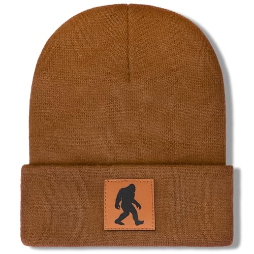 Image of Bigfoot Beanie for Men - Sasquatch Hat Winter Knit Cuffed Beanie for Women - Bigfoot Gifts for Christmas & New Year