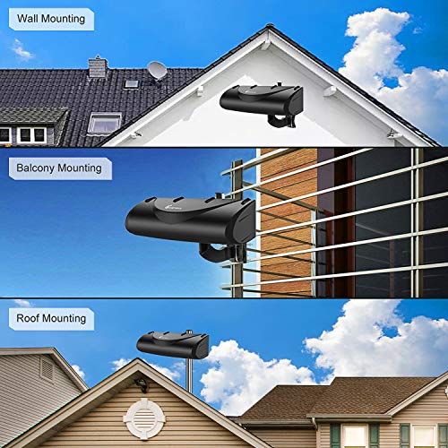 Outdoor TV Antenna 150 Miles 28dB High Gain Amplified Omnidirectional Signal Booster, Support UHF/VHF Hardware with 33ft Coax Cable (Antenna Mount Excluded)