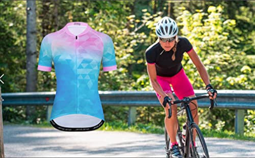 Damen Radtrikot Kurzarm Mountainbike Shirt für Damen Fahrrad Kleidung Radfahren Tops S-3XL, T2009, Groß