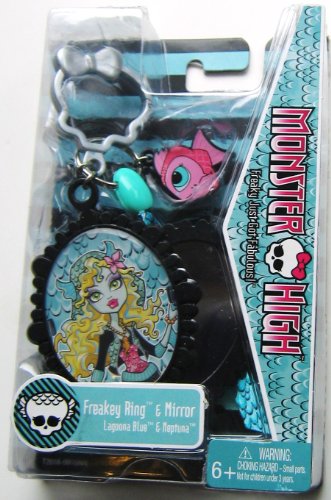 Monster High Freakey Ring and Mirror Keychain - Lagoona Blue and Neptuna