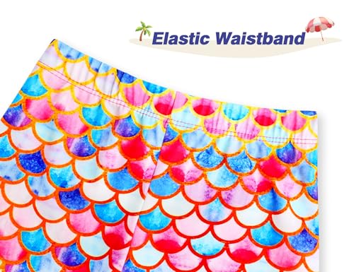 Image of Girls Swimsuit Size 6-7 Years Old Colorful Fish Scale Two Pieces Beach Swimwear for Kids