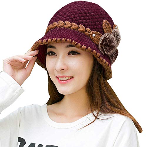 Unisex Winter Beanie For Men Oversized Cashmere Warm Chunky Cable Knit Hats Winter Thicked Newsboy Cabbie Cap Hot Pink #TOP5