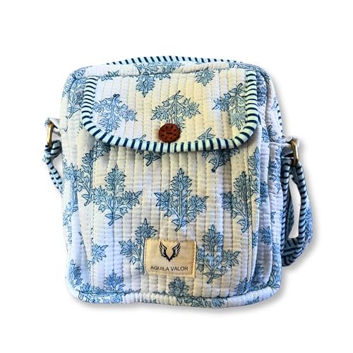 Cotton Quilted Handblock Printed Lightweight Crossbody Purse Adjustabe Shoulder Strap4