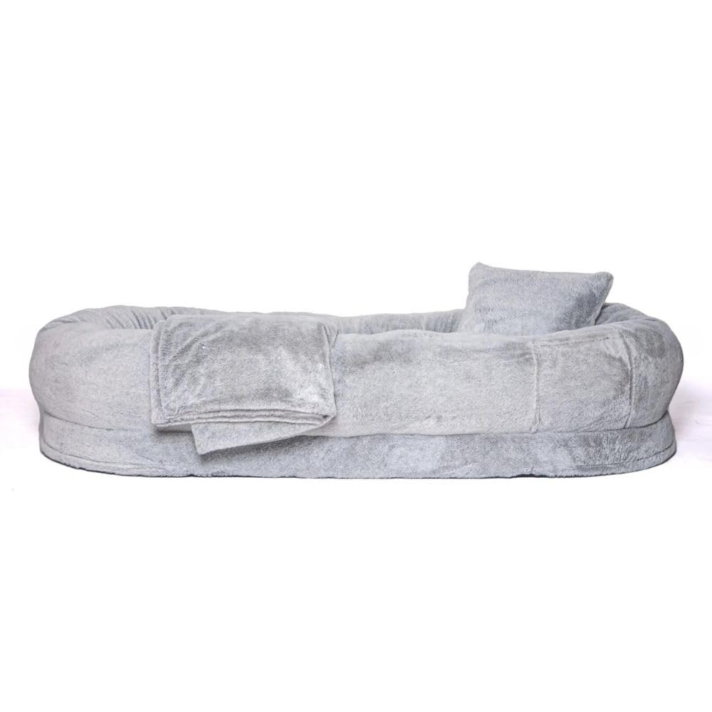 Soft Extra Large Bed for People Adults fits and Pets Washable Faux Fur Large Bean Bag Beds Size Napping Orthopedic Dog Bed Sized 69"x37.5"x12" Present Blanket, Pillow, Strap, Eye Mask