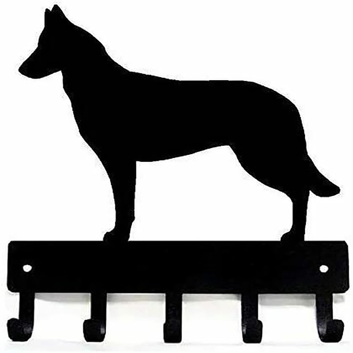 YingXue Artistical Ironwork Wall-Mounted Coat Rack Towel Hooks with 5 Hooks for Hanging Keys,Jacket,Clothes,Hat (German Shepherd Dog)