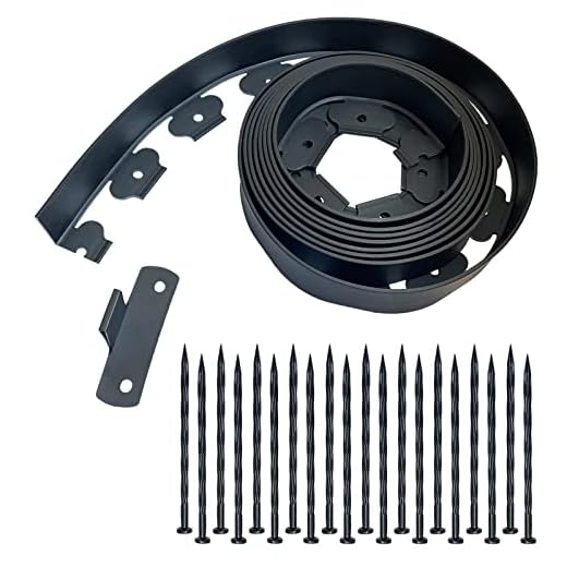 No Dig Landscape Edging Border Heavy-Duty Edging for Landscaping 16.4 Foot Lawn Edging, Paver Edging with Anchoring Spikes (Black 16.4FT)