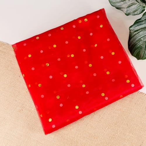 Image of SATYAM KRAFT 10 Meter Multipurpose Net Fabric Cloth for Birthday, Wedding, Valentine, Party, Event, Stage Backdrop, Pooja Background, Tent, Mandap & Festive Decoration Item (Red)