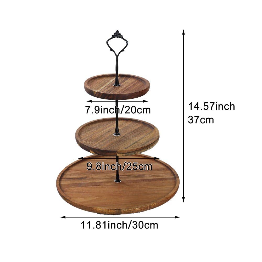 Soporte para Bandeja De Frutas, Soporte De Madera De 3 Niveles para Pasteles, Soporte para Servir, Bandeja para Frutas, Postres, Cupcakes, Bandeja De Exhibición, Almacenamiento para Fiestas