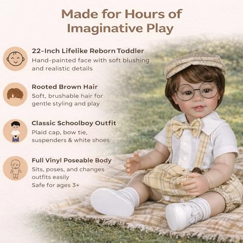 Muñeco bebé realista de 22 pulgadas con accesorios miniatura 2