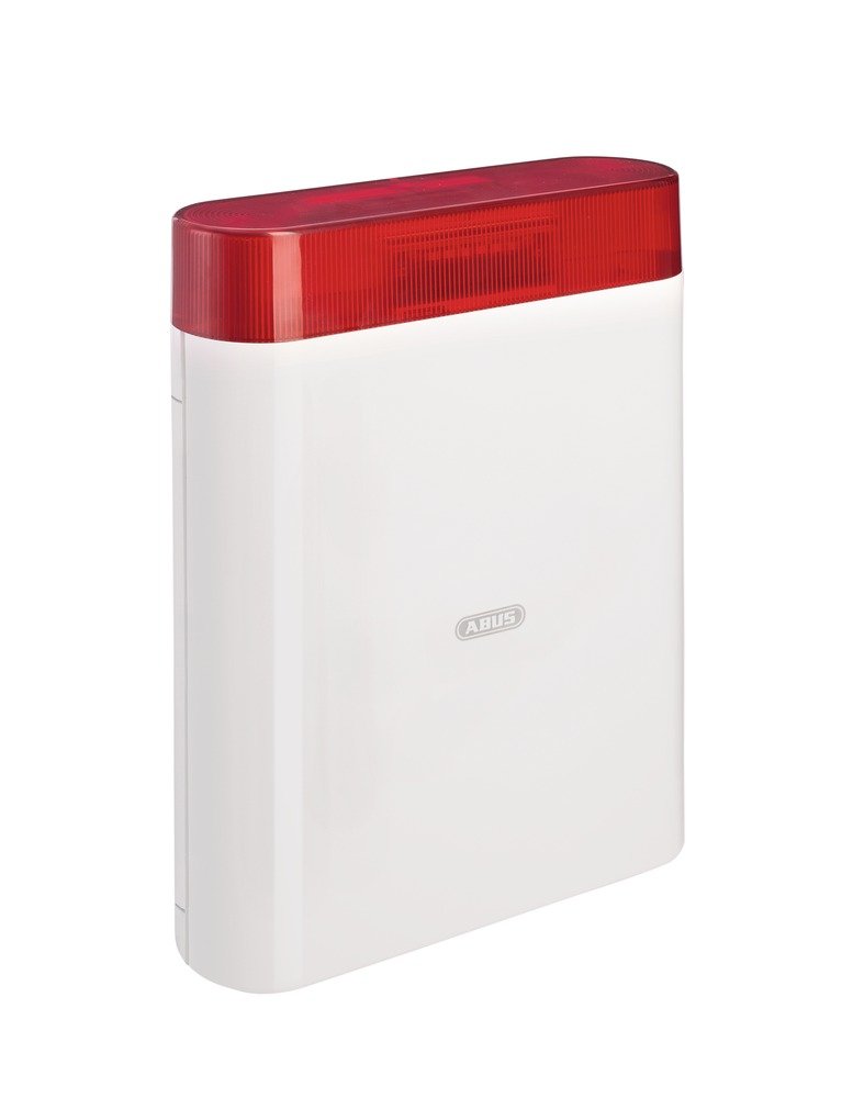 ABUS AZSG10001 Draht-Außensirene – 110 dB Alarmsignal mit rotem Blitzlicht für Alarmanlagen – wetterfestes Gehäuse mit Sabotageschutz, 12 V, für außen, optisch-akustischer Signalgeber